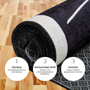 miqna Kurzflor Teppich Modern Geometrisch Hoja Schwarz 80x200 Rutschfest