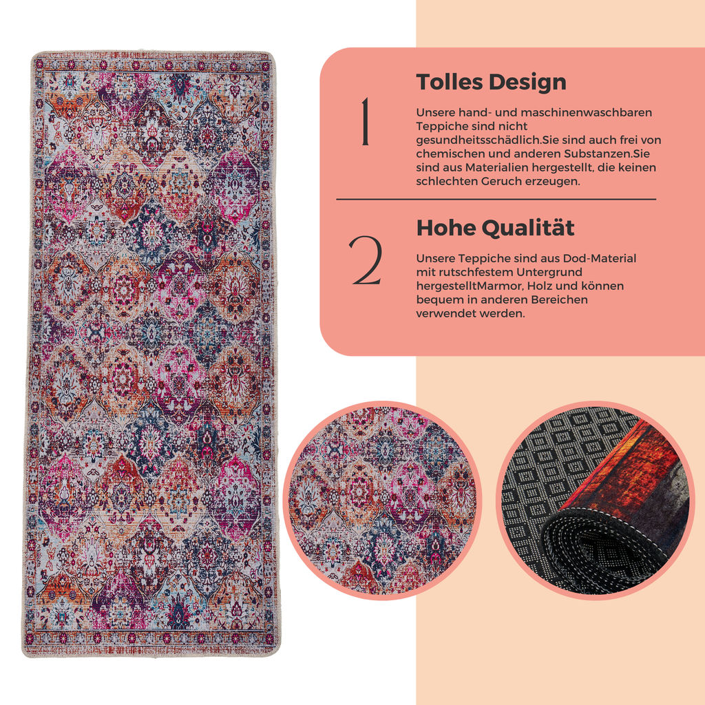 Miqna Moderner Küchenteppich Gel Läufer Rutschfest Rechteckig 60x150cm