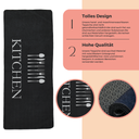 miqna Küchenteppich, rutschfeste Küchenläufer, Waschbarer Küchen Teppich, Schwarz