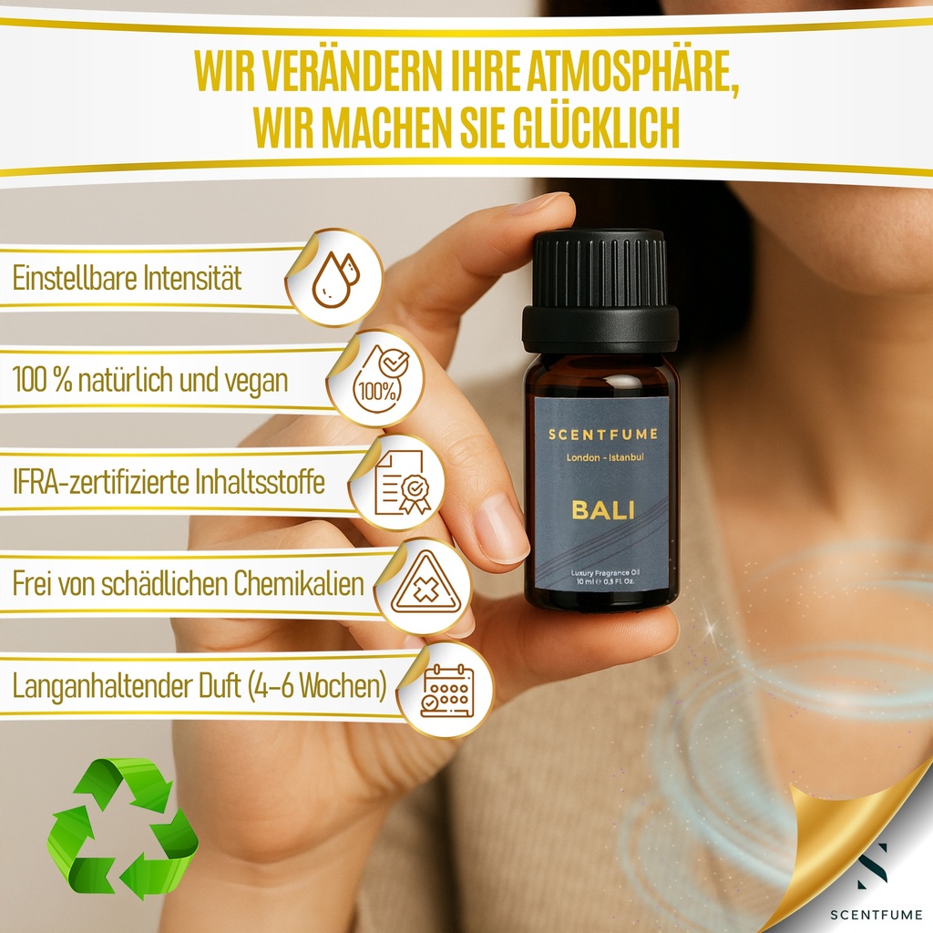 Scentfume  Duftöl Diffusor Ätherische Öle 10 ml – Auto, Zuhause & Aromatherapie