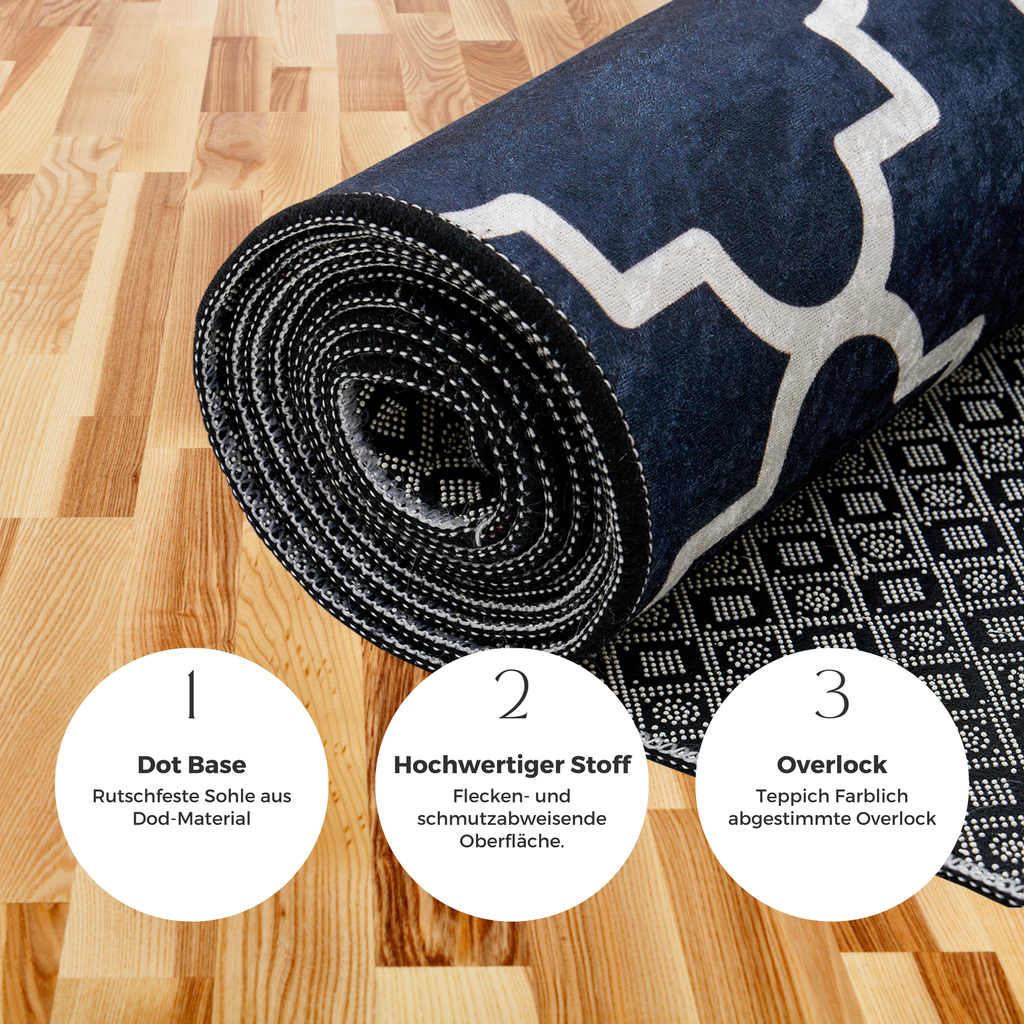miqna Läufer Teppich,Waschbar Küchenläufer, Rutschfest Flur Teppich schwarz weiß