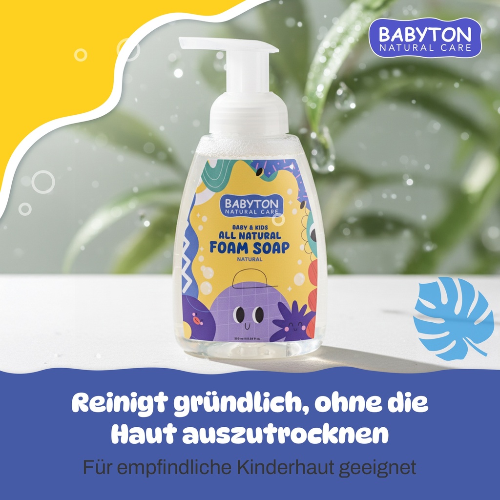 Babyton Natur-Schaumseife für Kinder 350 ml | Sanft, Vegan & Parabenfrei