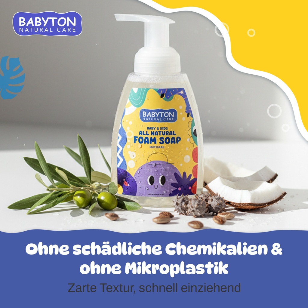 Babyton Natur-Schaumseife für Kinder 350 ml | Sanft, Vegan & Parabenfrei