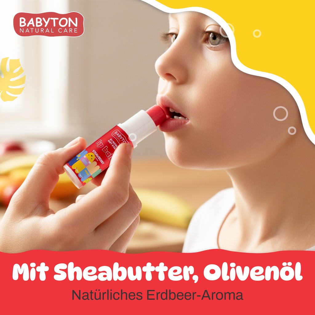 Babyton Kinder Lippenbalsam Erdbeere 5g | Natürlich, Parabenfrei, Sanft