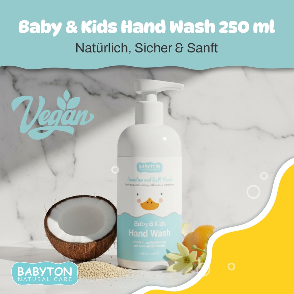 Babyton Hand Wash 250ml | Sanft, Feuchtigkeitsspendend, Parabenfrei, Duftfrei