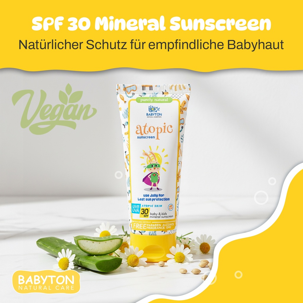 Babyton Mineral Sonnencreme SPF 30 für Babys & Kinder – Sensible Haut, Organisch