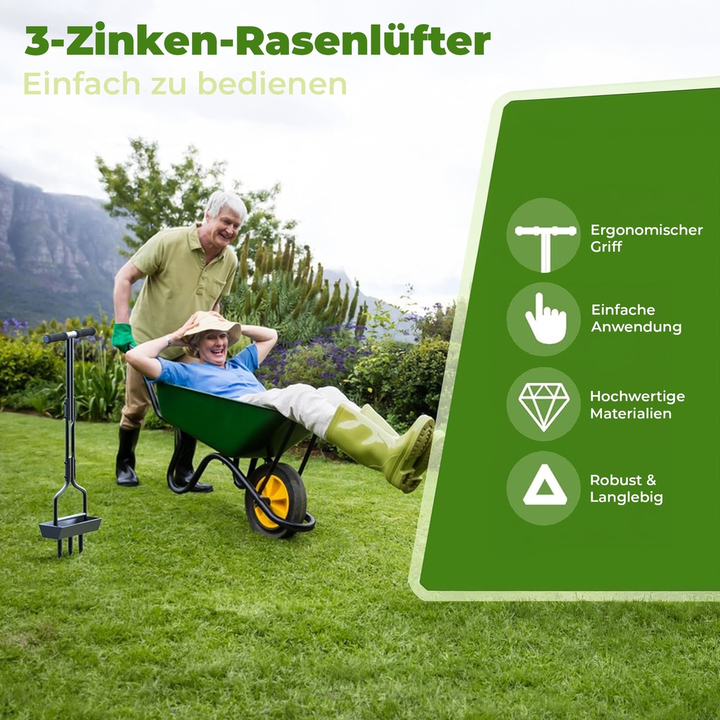 Kedoxi Manuell Rasenlüfter 3 Zinken, 38In Aerifizierer für Garten&Hof
