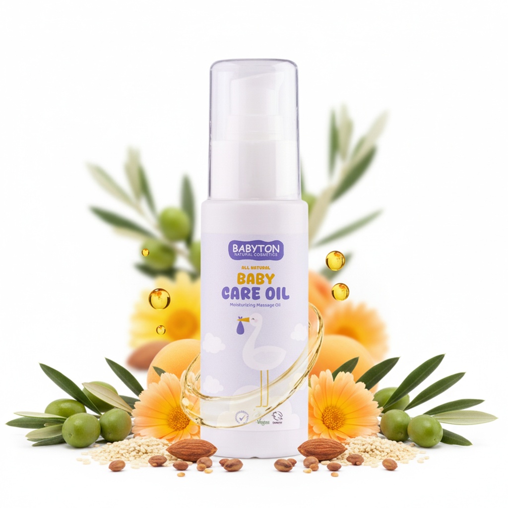 Babyton Baby Pflegeöl 50 ml | Natürliches Calendula-Aprikose Öl für empfindliche Haut