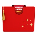 Kulturtasche Damen, Kosmetiktasche Rot, Goldgemustert,  32x24 cm