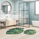 Miqna 2-tlg. rutschfeste Badteppich Set, waschbar (60x100 & 50x60 cm)