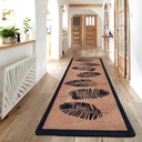 miqna Wohnzimmer Teppich Kurzflor Modern Läufer beige schwarz weiß 80x300 cm