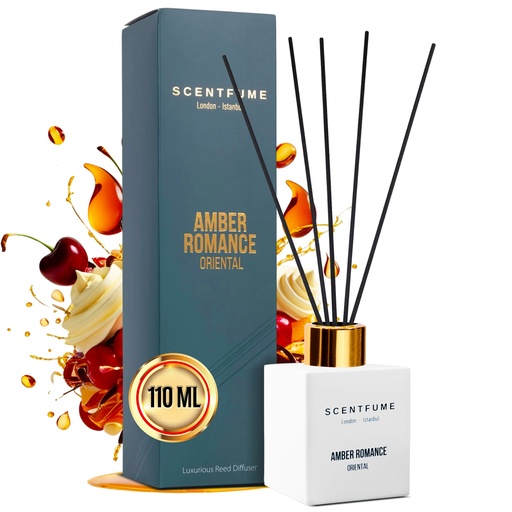 [G-441096] Raumduft mit Duftstäbchen, Diffuser, Amber, Moschus, Vanillenoten, 110 ml