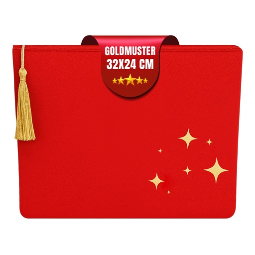 [G-622389] Kulturtasche Damen, Kosmetiktasche Rot, Goldgemustert,  32x24 cm