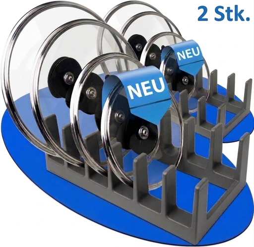 [G-401396] DecoBella 2 Stück Topfdeckelhalter 6 Fächer – platzsparender Küchen Organizer