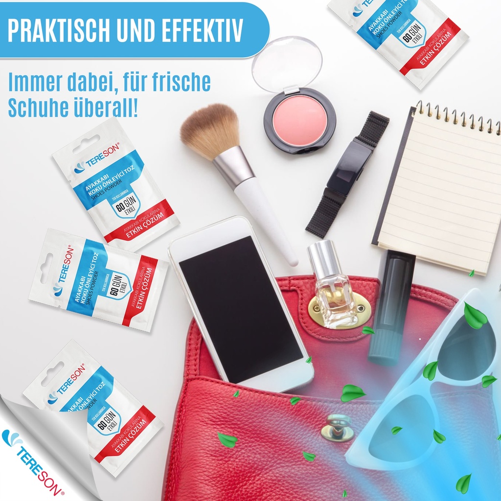 Fussdeodorant, Fußpuder, 60 Tage Effekt, 10 Stück in einer Packung
