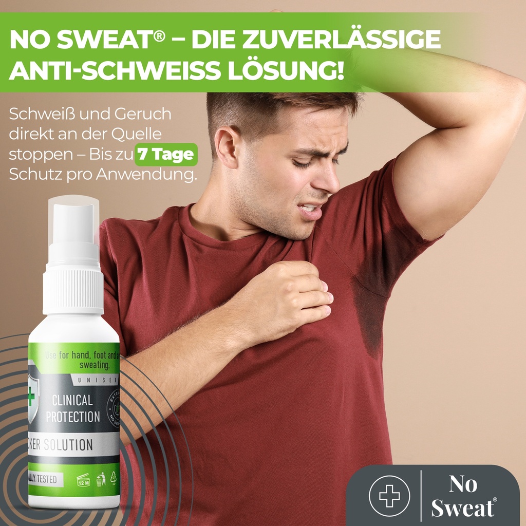 No Sweat Antitranspirant Spray 50ml - Extra Stark, 7 Tage Schutz gegen Schwitzen