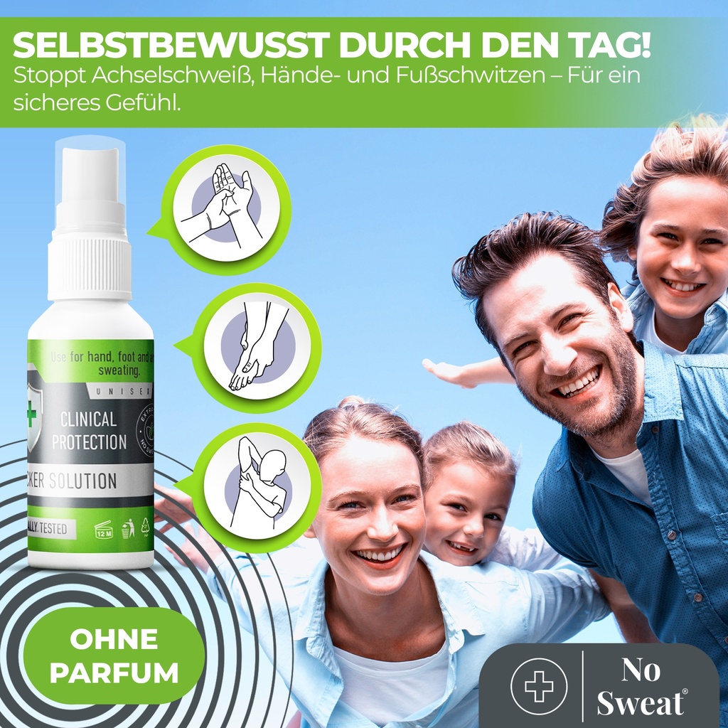 No Sweat Antitranspirant Spray 50ml - Extra Stark, 7 Tage Schutz gegen Schwitzen
