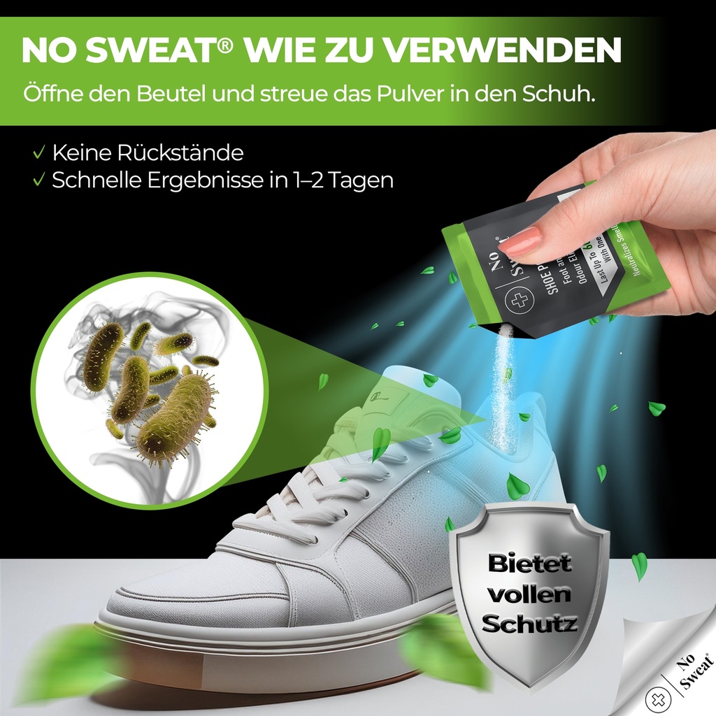 Schuhpuder 10er Pack - 60 Tage Schutz bei einmaligem Gebrauch gegen Fußgeruch