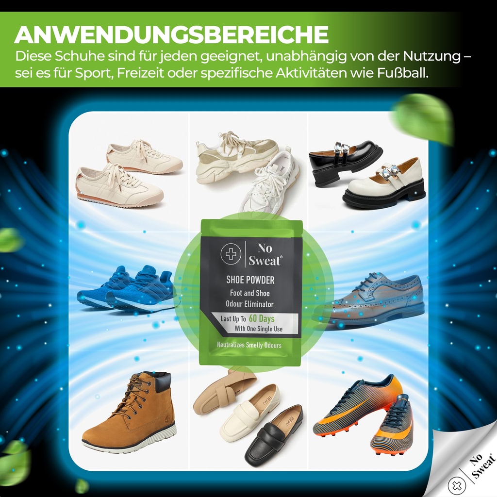 Schuhpuder 10er Pack - 60 Tage Schutz bei einmaligem Gebrauch gegen Fußgeruch
