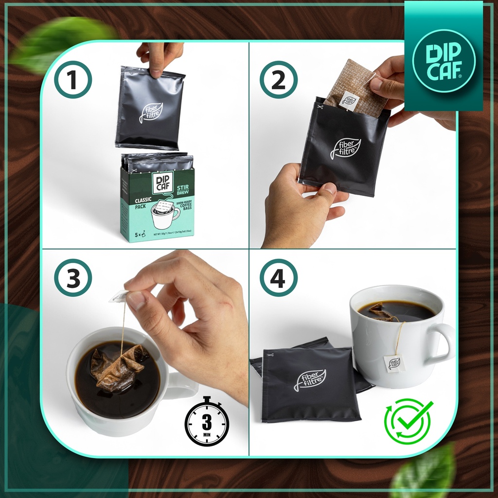 Dipcaf® Kaffeebeutel 35 Stück | Milder Filterkaffee im Beutel – 50g Geschenkset