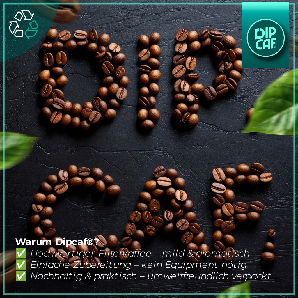 Dipcaf® Kaffeebeutel 35 Stück | Milder Filterkaffee im Beutel – 50g Geschenkset