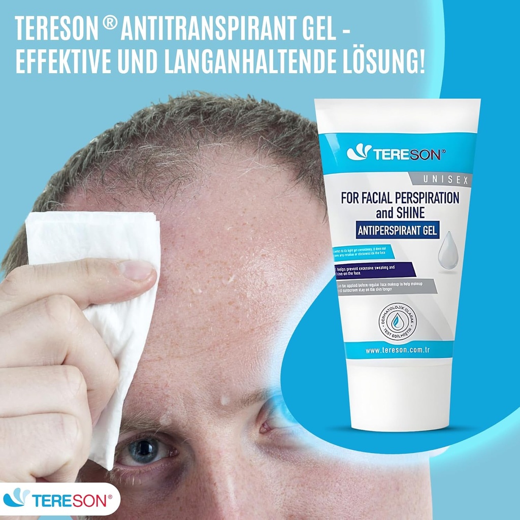 Tereson 2x Antitranspirant Gel 50 ml, Starkes Schwitzen,Bei Schwitzen im Gesicht