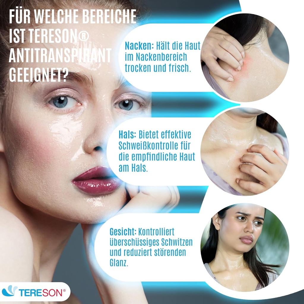 Tereson 2x Antitranspirant Gel 50 ml, Starkes Schwitzen,Bei Schwitzen im Gesicht