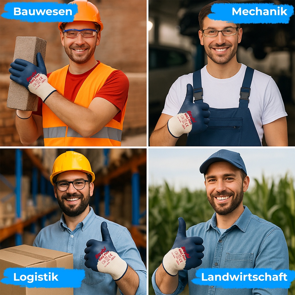 Beybi | 12 Paar Arbeitshandschuhe - Baumwolle, 3/4 Nitril-beschichtet
