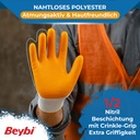 Beybi | 12 Paar Arbeitshandschuhe - Polyester, Nitril 1/2-Beschichtung