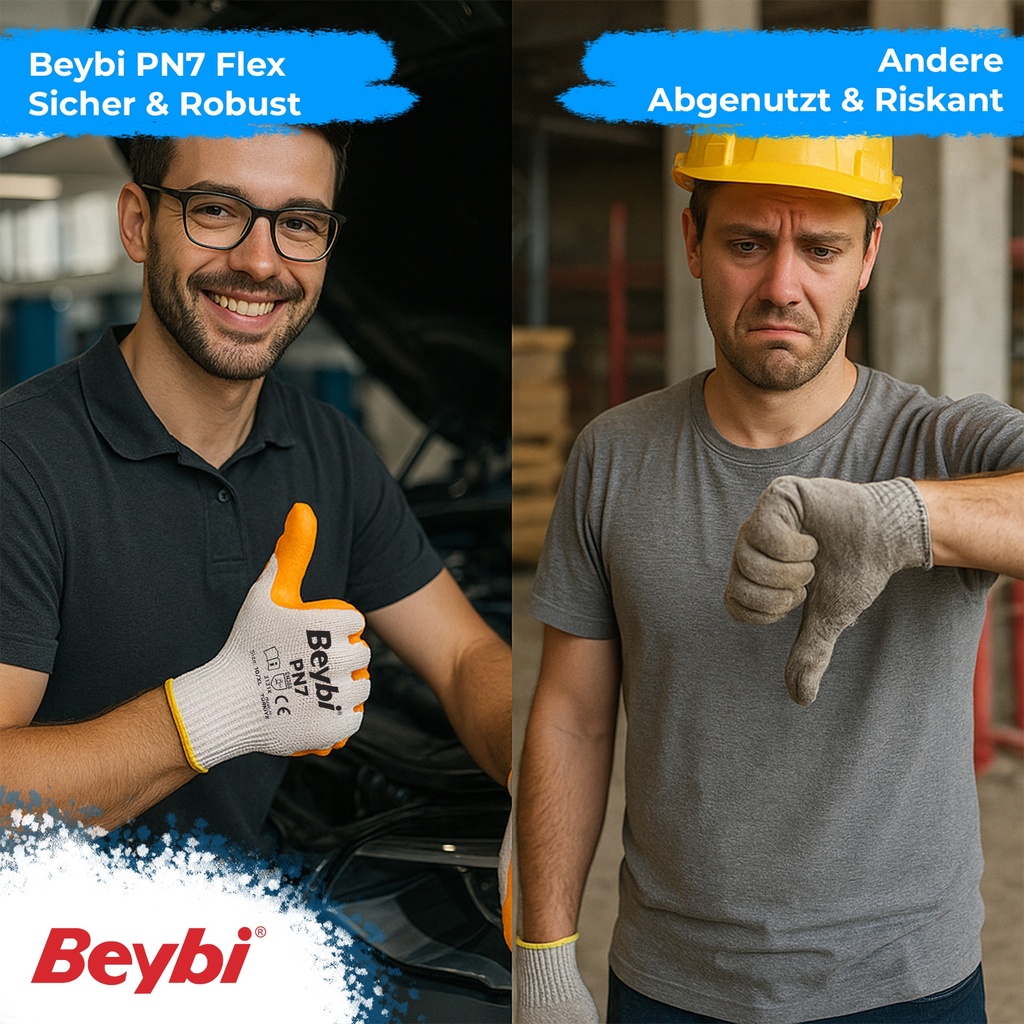 Beybi | 12 Paar Arbeitshandschuhe - Polyester, Nitril 1/2-Beschichtung