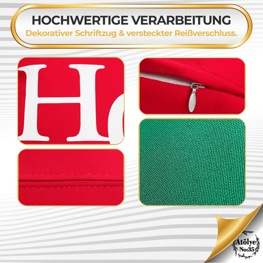 Kissenbezügen – Weihnachten Set aus 2, Rot & Grün, 40x40 cm, Dekorativ kissen
