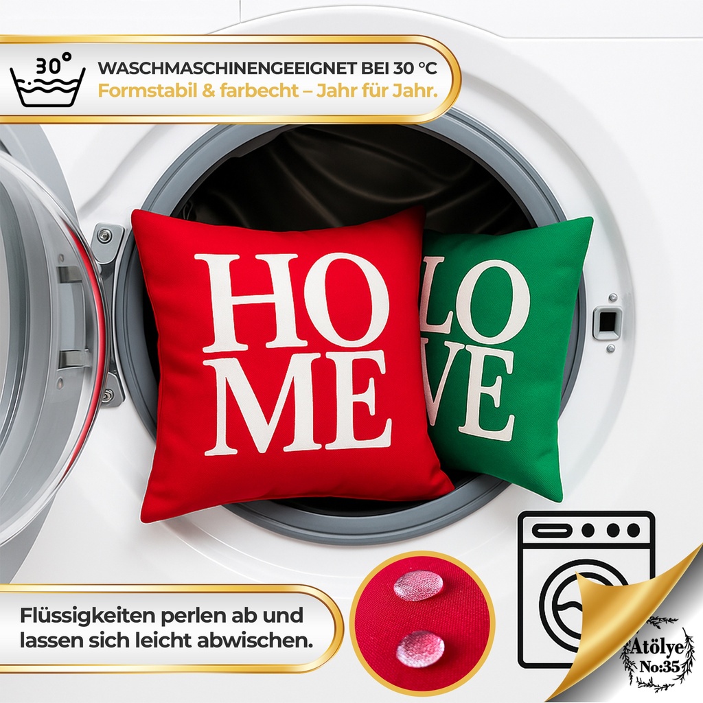 Kissenbezügen – Weihnachten Set aus 2, Rot & Grün, 40x40 cm, Dekorativ kissen