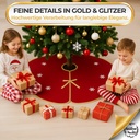 Weihnachtsbaumrock Rund Rot-Gold mit Schneeflocken-Motiv, 90 cm Weihnachtsdeko