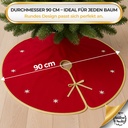 Weihnachtsbaumrock Rund Rot-Gold mit Schneeflocken-Motiv, 90 cm Weihnachtsdeko