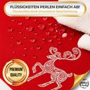 Tischsets Weihnachten, 4er Set Rot Gold Rentier-Stickerei, Abwaschbar 45x35 cm
