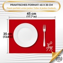 Tischsets Weihnachten, 4er Set Rot Gold Rentier-Stickerei, Abwaschbar 45x35 cm