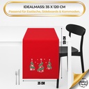Weihnachtlicher Tischläufer Rot mit Tannenbaum-Stickerei 35x120, Weihnachtsdeko