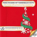Weihnachtlicher Tischläufer Rot mit Tannenbaum-Stickerei 35x120, Weihnachtsdeko