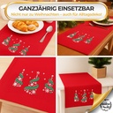 Weihnachtlicher Tischläufer Rot mit Tannenbaum-Stickerei 35x120, Weihnachtsdeko