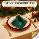 Stoffservietten Weihnachten 4er Set Zümrütgrün Schneeflocken-Stickerei 35x35 cm - Stickerei
