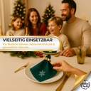 Stoffservietten Weihnachten 4er Set Zümrütgrün Schneeflocken-Stickerei 35x35 cm - Stickerei