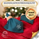 Stoffservietten Weihnachten 4er Set Zümrütgrün Schneeflocken-Stickerei 35x35 cm - Stickerei
