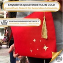 Kulturtasche Damen, Kosmetiktasche Rot, Goldgemustert,  32x24 cm