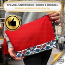 Kulturtasche Damen, Kosmetiktasche Rot, Etnisches Muster, 32x24 cm