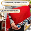 Kulturtasche Damen, Kosmetiktasche Rot, Etnisches Muster, 32x24 cm