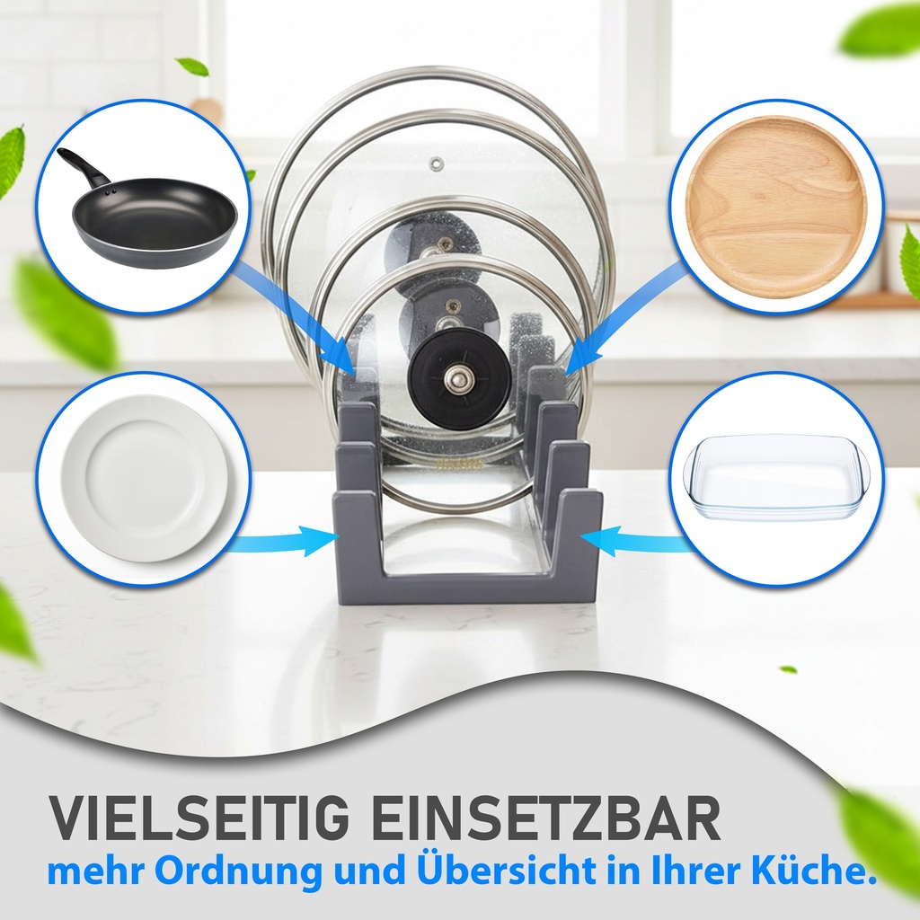 Topfdeckel Organizer, 28,2×15,1×9,1 cm, Plastik, Schwarz