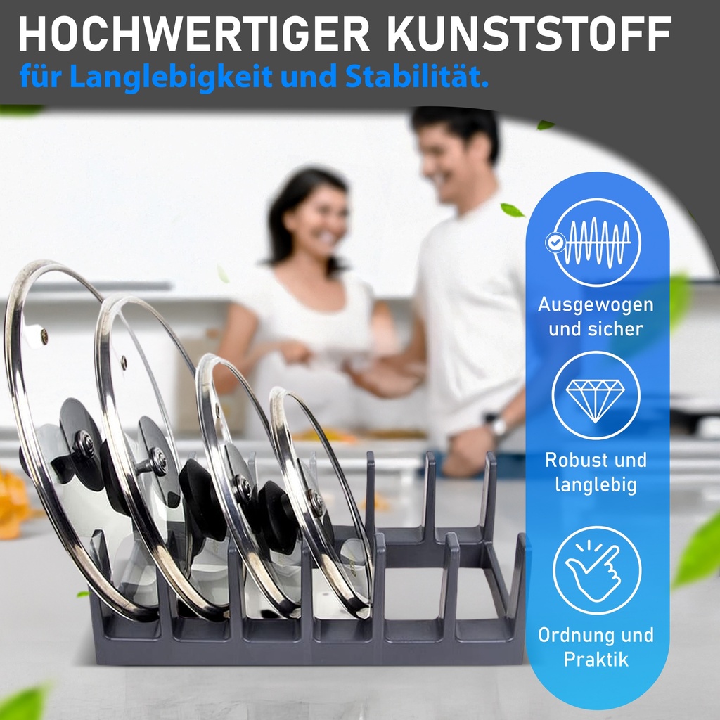 Topfdeckel Organizer, 28,2×15,1×9,1 cm, Plastik, Schwarz