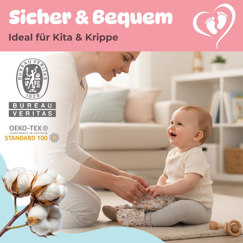 Kokopatik Organische Baumwolle Baby Hausschuhe rutschfest Neugeborene BohoBlumen