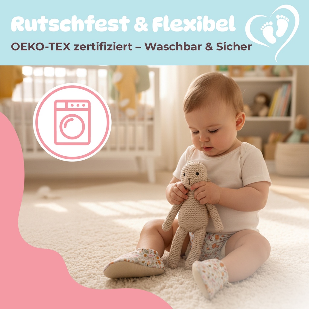 Kokopatik Organische Baumwolle Baby Hausschuhe rutschfest Neugeborene BohoBlumen