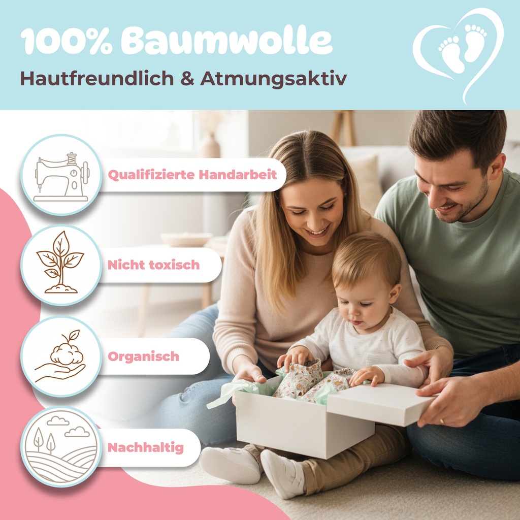 Kokopatik Organische Baumwolle Baby Hausschuhe rutschfest Neugeborene BohoBlumen